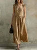 V-Neck Puff-Sleeve Dress with Pockets – Cotton Linen, 7 Colors by FitiqueFit