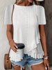 Women’s Casual Solid Color Short Sleeve Crew Neck Top by FitiqueFit