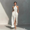 Sleeveless Elegant Slim-Fit Pure White Dress by FitiqueFit