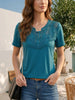 Women's Pearl-Trim Hollow-Out T-Shirt – Loose Fit, Short Sleeve, Casual Chic by FitiqueFit