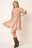 Smocked Ruffled Hem Half Sleeve Mini Dress, Cute, Elegant, Charming and Comfortable Mini Dress with Smocked Bodice and Whimsical Ruffled Hem by Stevvex