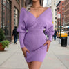 Cross V-Neck Bat-Sleeve Hairy Dress – Autumn/Winter by FitiqueFit