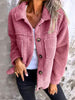 Comfortable Modern Women Full Size Fuzzy Button-Up Jacket with Drop Shoulder and Pockets by Stevvex