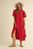 Mineral Washed Button Down Puff Sleeve Shirt Dress – Trendy Button Down Shirt Dress with Puff Sleeves and Unique Mineral Wash Finish for a Chic and Casual Look by Stevvex