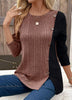 Color Block Ribbed Knit Decor Button T-Shirt by Simply Love