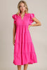 Charming Pink Full Size Ruffle Cap Sleeve Dress Plus Size Elegant & Stylish Girls Dress by Stevvex