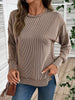Side Slit Round Neck Sweatshirt by Wild and Free Boutique