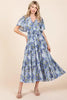 New Summer Floral Tie Waist Flutter Sleeve Tiered Dress For Women – Feminine, Elegant, Cheerful, Bohemian Chic, Flowy & Graceful by Stevvex