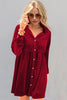 Deep Red Full Size Collared Neck Long Sleeve Mini Dress Classic & Stylish Women Dress by Stevvex