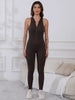 Half Zip Wide Strap Active Jumpsuit