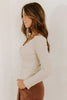 Black Lace Neckline Button Decor Lettuce Edge Long Sleeve Ribbed Top by Wild and Free Boutique