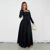 Fashionable Elegant Slim Fit Wide Hem Long Sleeve Dress