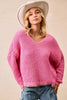 BiBi V-Neck Sweater with Colorful Trim by FitiqueFit