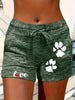 Women's Printed Elastic Waist Cropped Shorts With Pockets by FitiqueFit