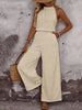 Women's Draped Neck Sleeveless Vest & Casual Pants Two-Piece Set by FitiqueFit