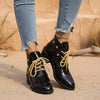 Women's Chunky Heel Pointed-Toe Lace-Up Ankle Boots by FitiqueFit
