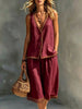 Women's Sleeveless Buttoned Vest & Shorts Two-Piece Set by FitiqueFit