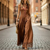 Women's Lace-Spliced Jumpsuit with Pockets – Sleeveless, High Waist, Straight Leg by FitiqueFit