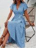 Summer Floral Boho Dress - Short Sleeve Ruffle Flowy Maxi Dresses by FitiqueFit