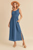 New Summer Side Slit Round Neck Sleeveless Tank Dress For Women Casual, Comfortable & Effortlessly Stylish for Warm Weather by Stevvex