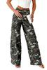 Green Camo Denim Cargo Wide Leg Pants by Wild and Free Boutique