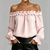 Women's Ruffle Off-Shoulder 3/4 Sleeve Elegant Shirt by FitiqueFit
