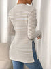 Slit Striped Long Sleeve Casual T-Shirt by Simply Love