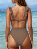 New Elegance Curve V-Neck Bikini Set – Sleek Solid Color High Waist Swimsuit with High-Cut Leg and Delicate Lettuce Trim – Stretch Comfort and Easy-Care Two-Piece Swimwear for Women’s Poolside Style by Stevvex