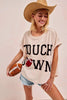BiBi Game Day Touchdown Letter Patches Waffle Short Top by Wild and Free Boutique