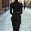 Women’s Black Bodycon Midi Dress by FitiqueFit
