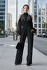 Black Embroidered Women’s Long-Sleeve Wide-Leg Jumpsuit by FitiqueFit