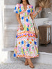 Elegant Printed V-Neck Short Sleeve Maxi Dress Beautiful Casual Women Long Dress by Stevvex