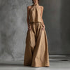 Loose-Fitting Sleeveless Top and Wide-Leg Pants Two-Piece Set. by FitiqueFit