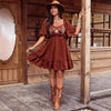 Women's Floral Embroidered Ruffle Short-Sleeve Midi Dress by FitiqueFit