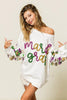 BiBi Fleur De Lis Sleeve Mardi Gras Pullover by FitiqueFit