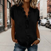 V-Neck Ruffle Sleeve Solid Color Top | Asymmetric Linen Blend by FitiqueFit