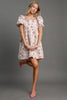 Heart Jacquard Square Neck Puff Sleeve Mini Dress – Romantic Heart Jacquard Dress, Puff Sleeve Dress, Square Neck Mini Dress, Chic Date Night Dress, Elegant Puff Sleeve Dress by Stevvex