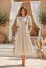 Button-Down Swing Maxi Dress – Short Sleeve Pocket Pullover Long Dress by FitiqueFit