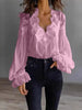 Lace-Panel Puff Sleeve Pleated Ruffle Shirt | Ballet Style by FitiqueFit