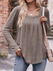 Pleated Square Neck Long Sleeve T-Shirt by Simply Love