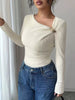 Ribbed Knit Asymmetrical Long Sleeve T-Shirt by Simply Love