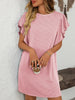 Ruffled Round Neck Short Sleeve Dress Feminine Simple Classic Dress Breathable And Comfy Dress by Stevvex