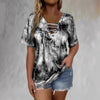 Women's Tie-Dye Print Drawstring T-Shirt – Loose Fit, Short Sleeve, Casual by FitiqueFit