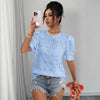 Women's Hollow-Out Lace Puff-Sleeve Shirt Top – Loose Fit by FitiqueFit