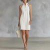 Women’s Sleeveless Button-Up Collar Shirt Dress by FitiqueFit