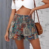 Ethnic-style Printed High-waisted Pleated Wide-leg Shorts by My Store