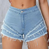 Slim-fit Stretchy Minimalist Patchwork Denim Shorts by My Store