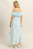 High-Low Eyelet Ruffled Off-Shoulder Dress For Summer – Fluttering, Flirty and Feminine Off-Shoulder Dress with Eyelet Detailing and High-Low Hem by Stevvex