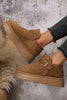 Coffee Buckle Detail Round Toe Platform Cozy Winter Boots by Wild and Free Boutique