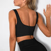 Seamless Ribbed Built Bra Tank Top – Women's Longline Workout Crop Top by FitiqueFit